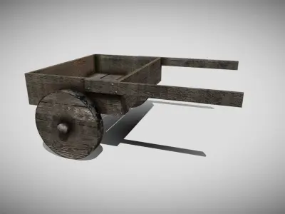 Medieval Cart Low-poly 3D model 8