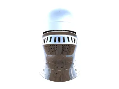 Silver Low Poly Medieval Knight Helmet PBR 4K Armor 3D Model Low-poly 3D model