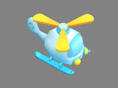 Cartoon toy airplane - helicopter Low-poly 3D model