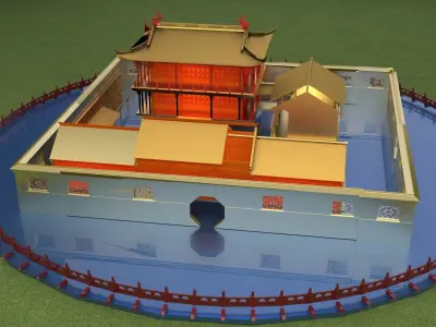 Chinese ancient courtyard house  3D model purchase
