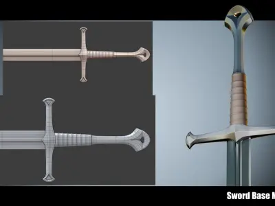 Sword Base Mesh 03 Low-poly 3D model