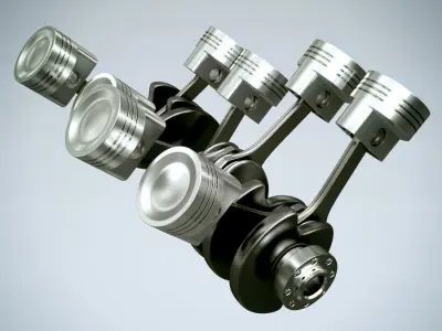 Animated V8 Engine Cylinders 3D model