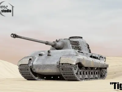 Tank - Tiger II Low-poly 3D model
