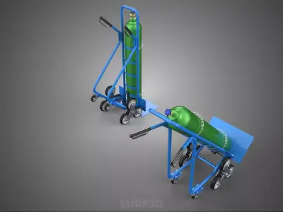 BLUE GREEN GAS CYLINDER TANK STAIR CLIMBER HAND TRUCK DOLLY CART 3D model