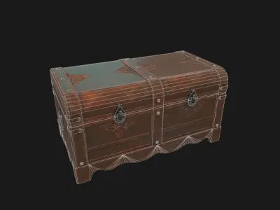 Wooden chest Low-poly 3D model