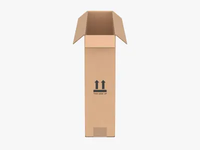 Cardboard Box 50x10x35 Open 3D model