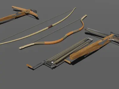 Medieval Bows and Crossbows 3D Model Collection