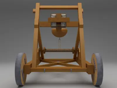 Catapult in Medieval War Equipments Low-poly 3D model