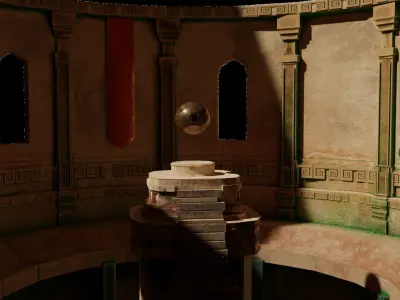 Old stone castle game environment Low-poly 3D model
