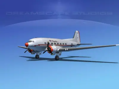 Douglas DC-3 American Airlines 3D model