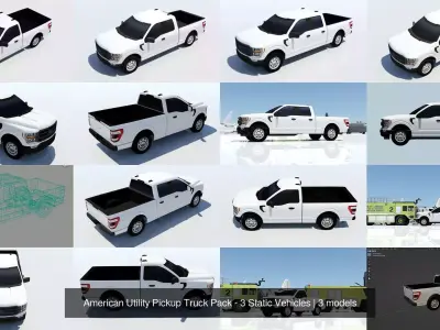 American Utility Airport Pickup Truck Pack - 3 Static Vehicles