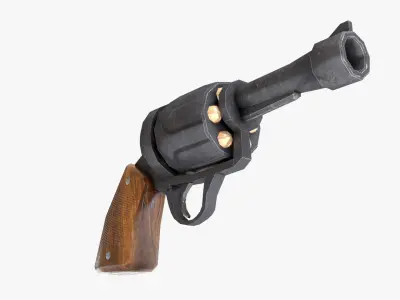Stylized Revolver Pistol Free low-poly 3D model