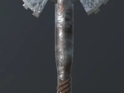 wasteland style battle axe Free low-poly 3D model
