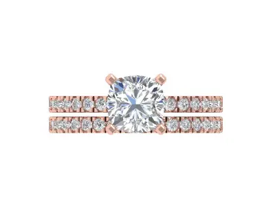 Solitair Ring Bridal Set 3D print model 60