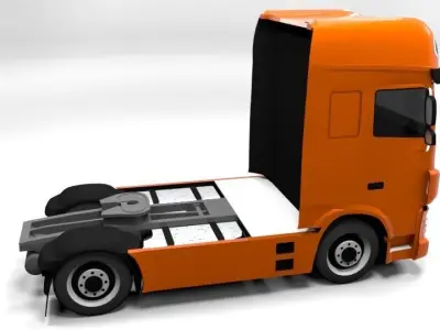 TRUCK 1 LOWPOLY orange semi Low-poly 3D model