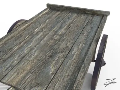 Wooden cart Low-poly 3D model buy
