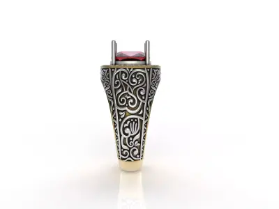 Elegant Ruby Stone Mens Ring 3D print model