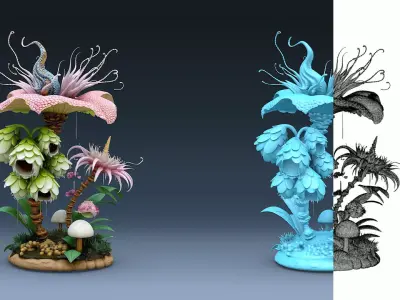 Exotic Colorful Plants - High-Poly Resolution Part 4 3D model