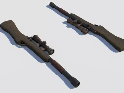 Handpainted Fantasy Gun Low-poly 3D model