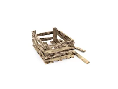 WOODEN BOX-DAMAGED Low-poly 3D model