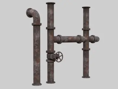 Industrial Pipes 1A Low-poly 3D model