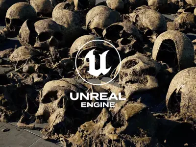 Broken Skulls with Spiderwebs and Cobwebs for Unreal Engine 5 3D model