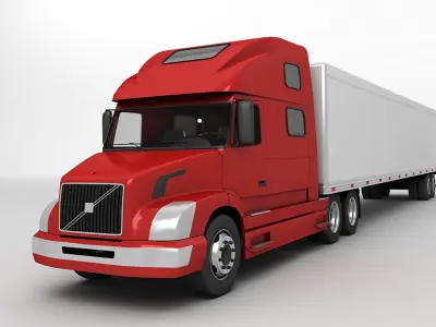 Volvo Semi Truck With Box Trailer 3D model