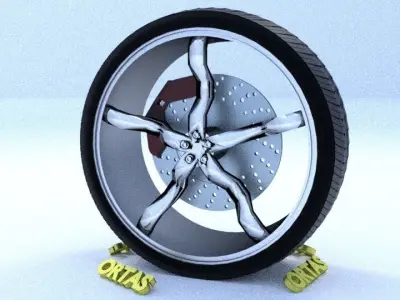 ORTAS CAR RIM 18 GAME READY RIM TIRE AND DISC 3D model