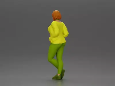 Confident woman leaning slightly with her hands in pockets 3D print model