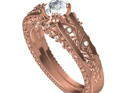 Antique Art Deco Filigree Engagement Ring 3D print model buy