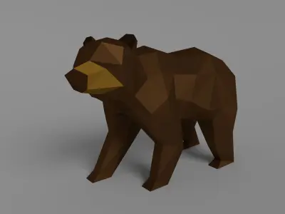 Low-poly Bear in low polygons Low-poly 3D model
