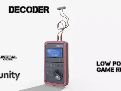 Decoder cell phone with wire Low-poly 3D model