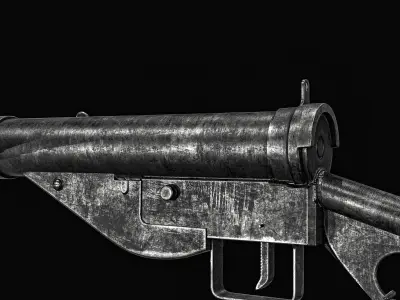 Sten MK2 SMG With Silencer Low-poly 3D model