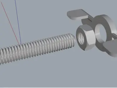 3d Bolt and Nut model 002 Original Sizes Clear Model 3D print  3D print model