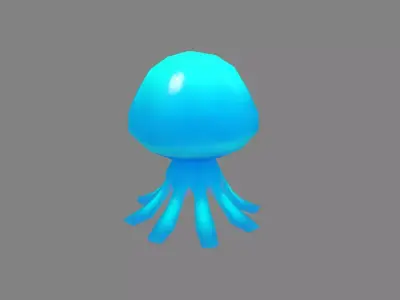 Cartoon Little Blue Jellyfish Low-poly 3D model