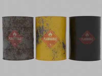 Used metal oil barrels Free low-poly 3D model