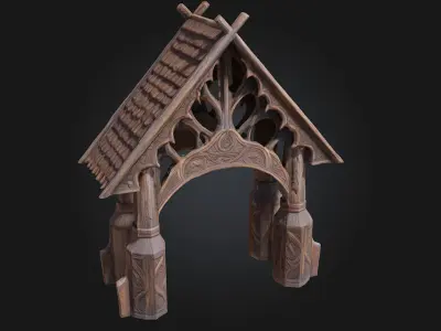 Nordic Carved Gatehouse  A Sentinel of Ancient Nordic  3D model