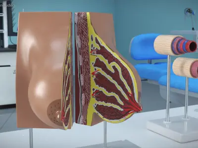  Female Breast Anatomy Model Pre-Pregnancy 