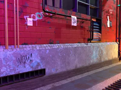 BrickVent Utility Wall Low-poly 3D model