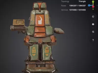 Industrial Mech Cockpit Chair Low-poly 3D model