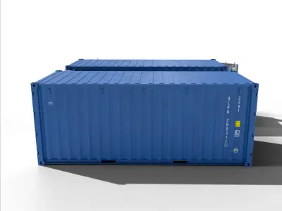 20ft Cargo Container Blue Low-poly 3D model