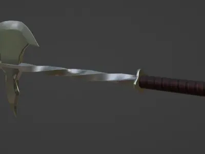Battle axe Low-poly 3D model 26