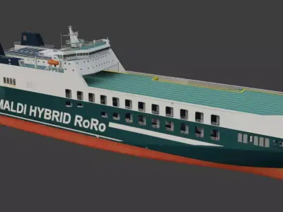 Ro-Ro Cargo Ship 3D and Printable model included Low-poly 3D model