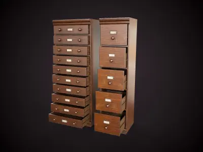 Vintage Office Cabinets Collection Low-poly 3D model
