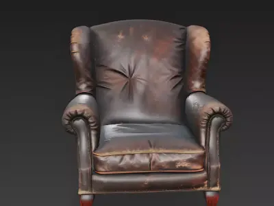 Realistic Vintage Leather Armchair 3D Model Low-poly 3D model