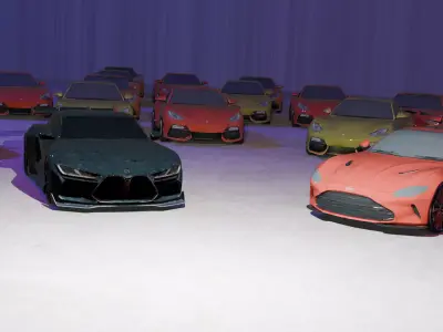 Luxury Sports Car 3D Model - 4K PBR Textures - Game Ready Low-poly 3D model