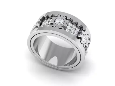 Steampunk Gear Diamond Ring 3D Model 3D print model