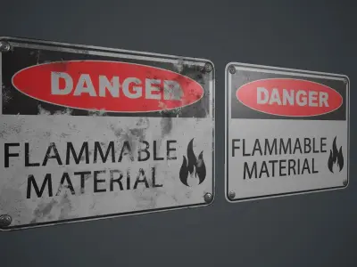 Plastic Danger Sign 3 PBR Game Ready Low-poly 3D model