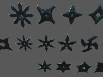 Shuriken Pack Low-poly 3D model Low-poly 3D model