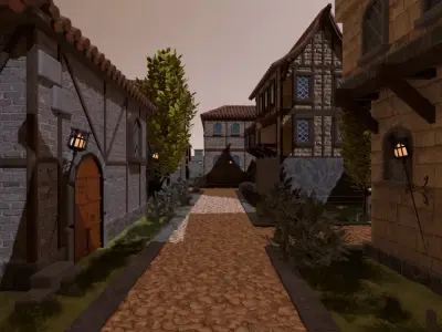 Medieval Castle Village 3D model